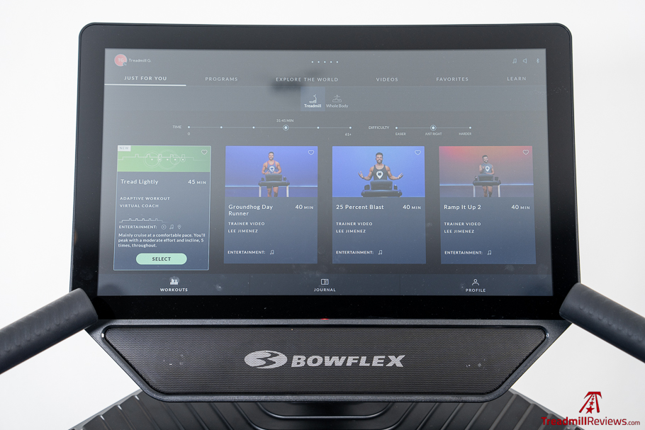 Bowflex Treadmill 22 Screen + Featured Content