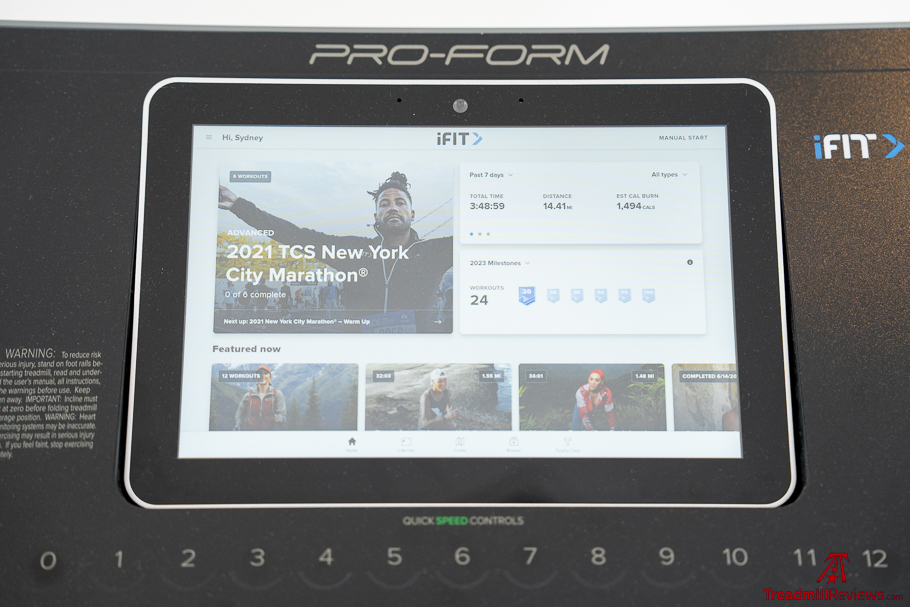 ProForm Carbon T10 iFIT Content